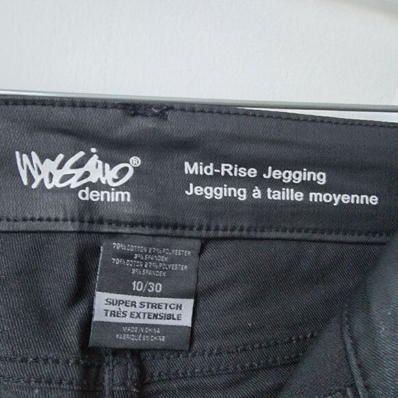MOSSIMO Black Coated Denim Moto Mid Rise Jeggings Size 10 - Picture 4 of 8